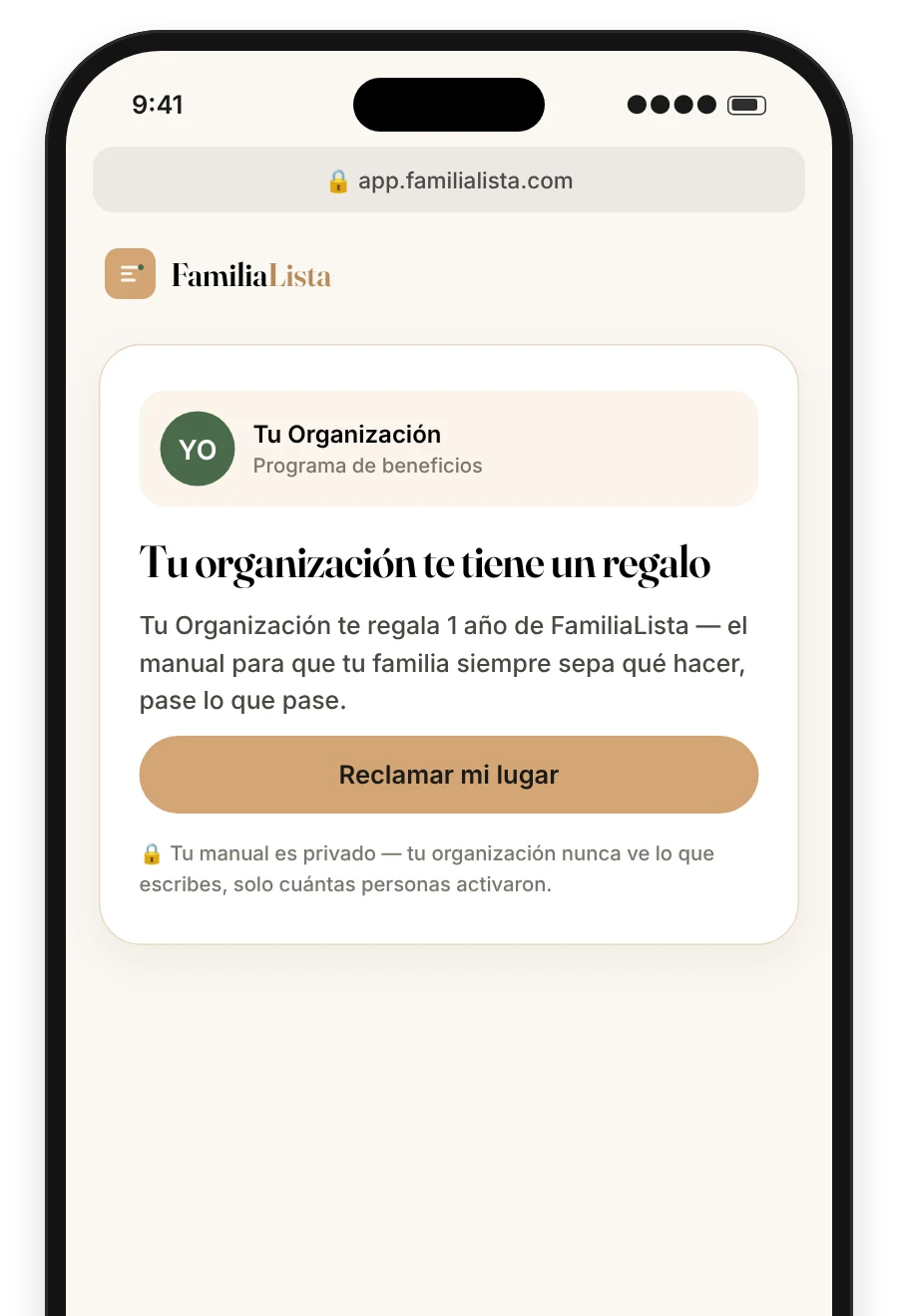 La página para reclamar: tu organización te tiene un regalo